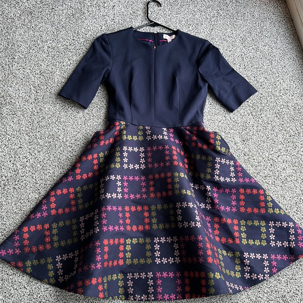 Ted Baker Qinna Horicultual Check Dress Navy Floral 2